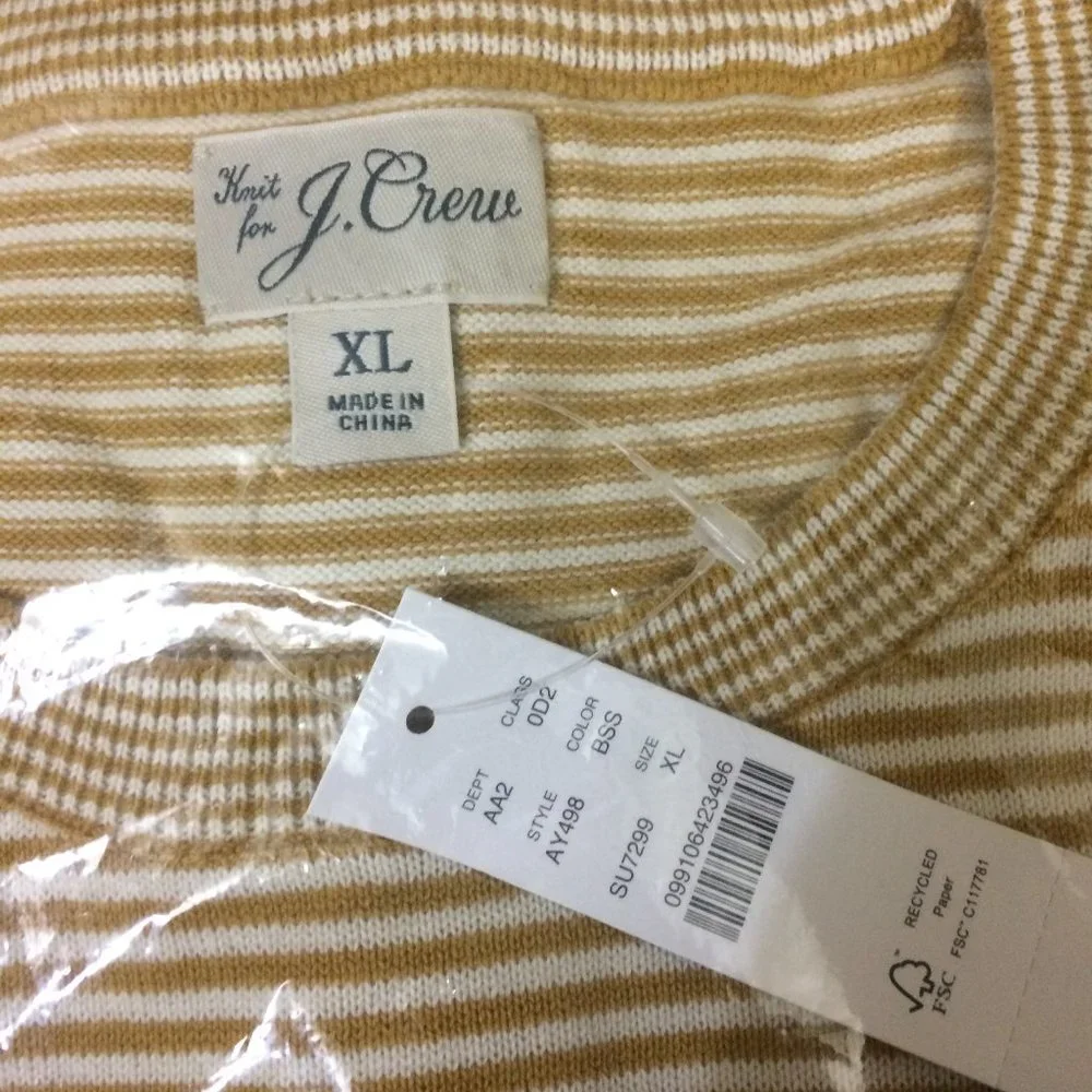 J. Crew Cotton split-hem sweater in stripe XL